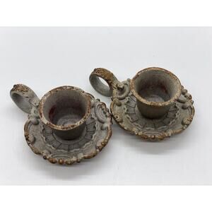 Vintage Candlestick Holders-Set Of 2 Approx 3.5”x 2.5”x 1”